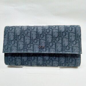 Authentic Christian Dior Long Wallet Black Canvas mn413-021526